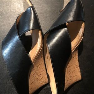 Black wedge sandals